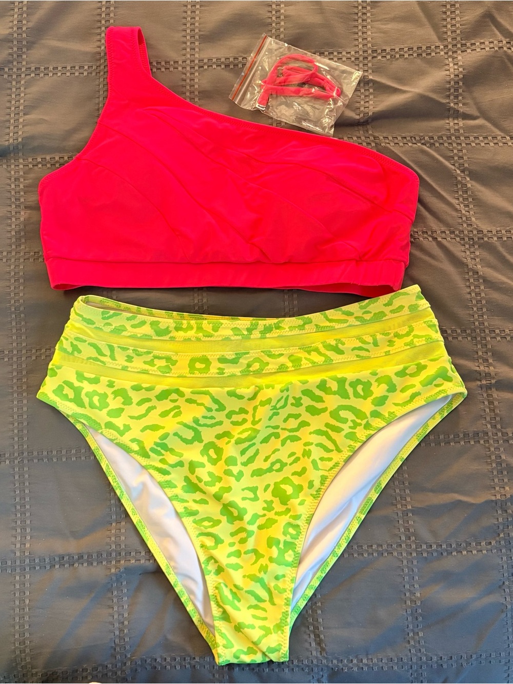 Popvil Neon One Shoulder High Waisted Bikini